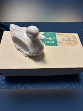 Shafford White Porcelain Duck Napkin Rings 4 Vintage Cottagecore Farmhouse